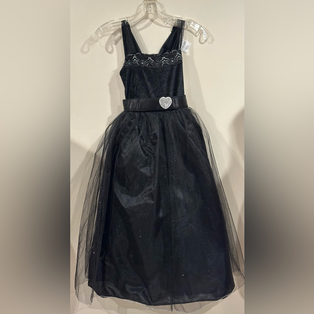 RUBIES Glamour Princess Black Silver Girls Costume Dress Heart Accent Sz M 8-10